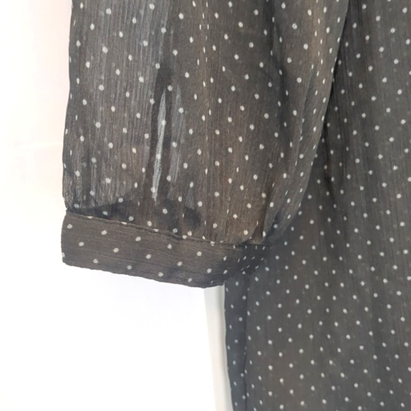 Grey with White Polka Dot Sheer Blouse by Banana Republic - Picture 6 of 8